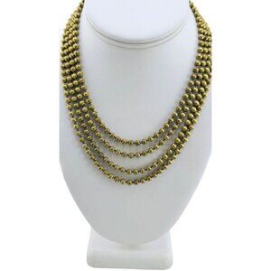 Vintage Striated Brass 4 Strand Necklace (A8119)